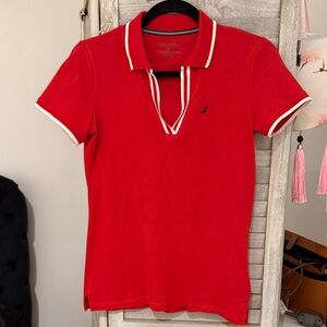 Nautica Red Polo with White Accents